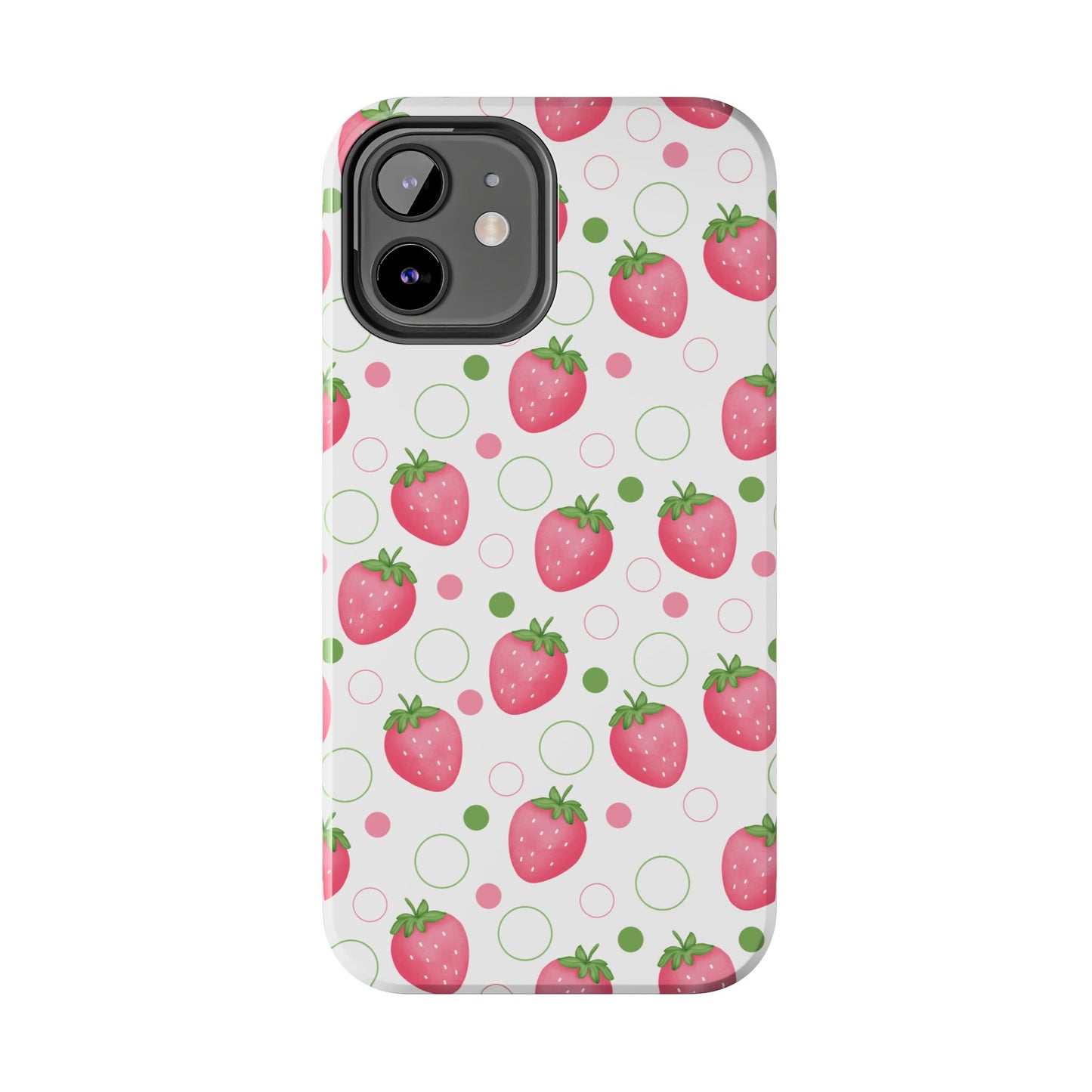 Pink Strawberry Bubbles Tough Phone Case for iPhone and Samsung Galaxy