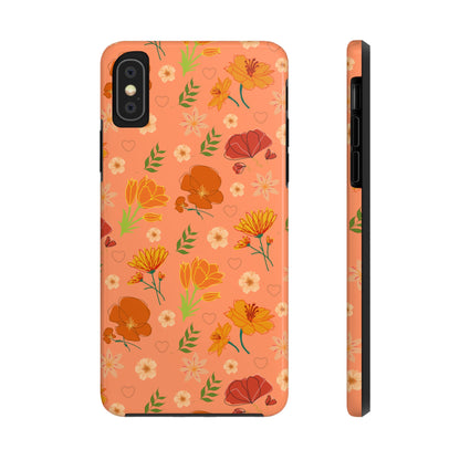 Coque de téléphone résistante Coral Peach Meadow pour iPhone et Samsung Galaxy