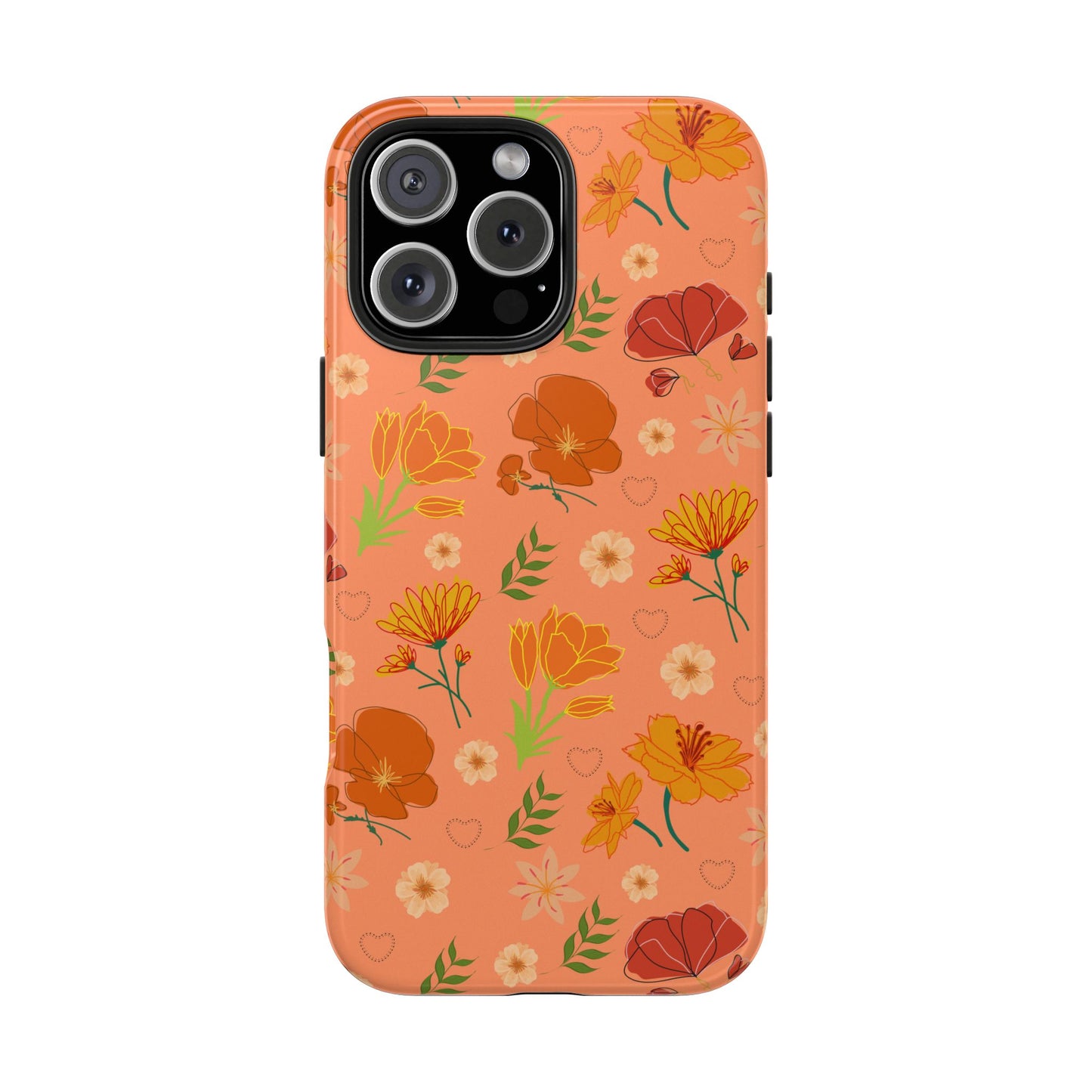 Coque de téléphone résistante Coral Peach Meadow pour iPhone et Samsung Galaxy