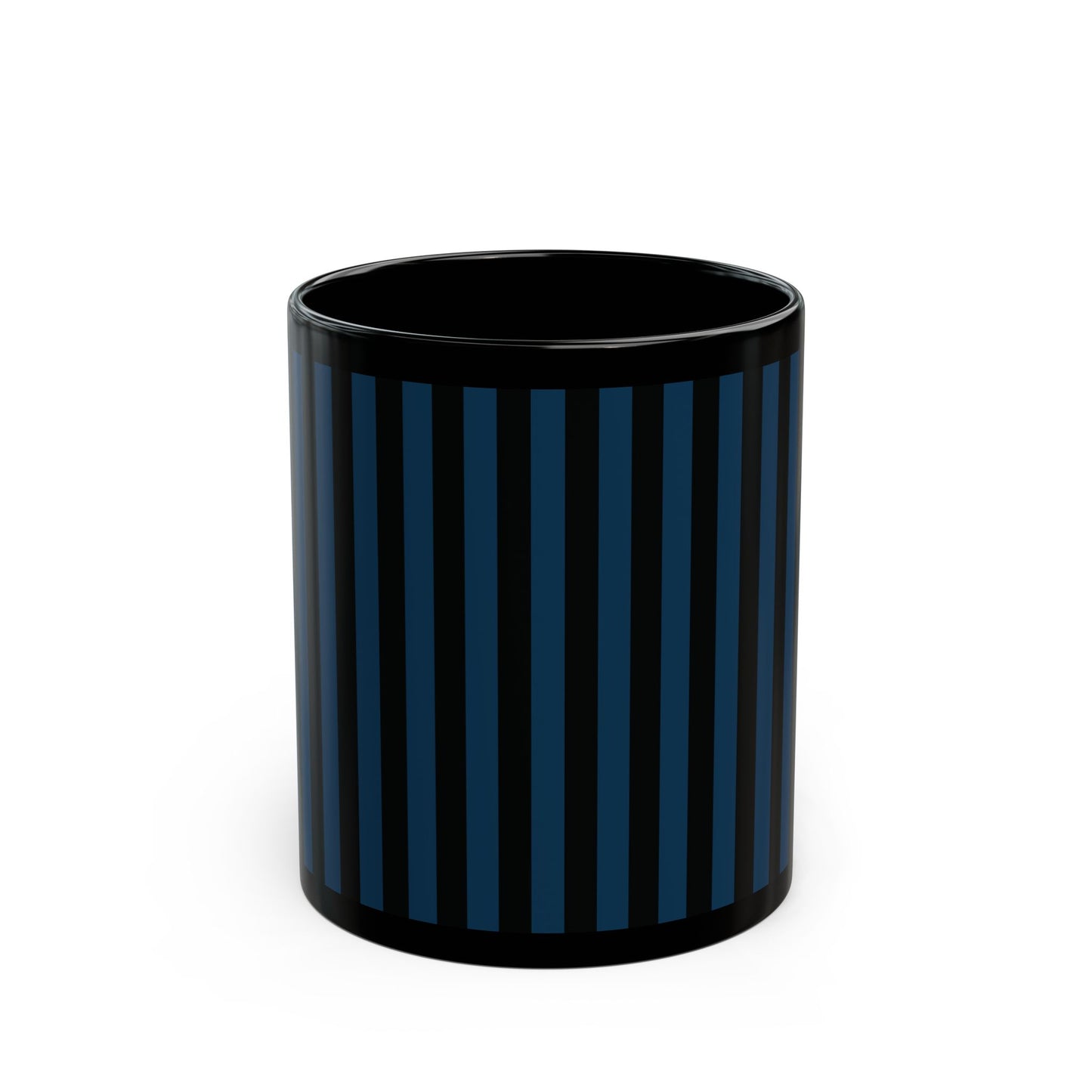 Navy Blue Stripes Black Mug Cool Summer Coffee Mug Tea Cup Spring Ceramic Mug