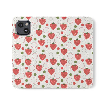 Red Strawberry Bubbles Flip Phone Case Cover with Pockets - Phone Case - Kristine Celestine