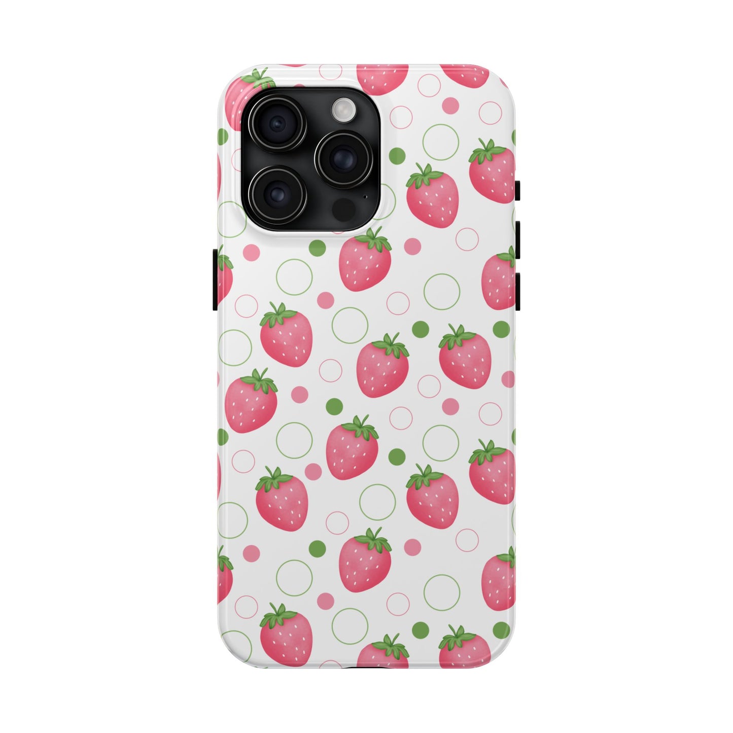 Pink Strawberry Bubbles Tough Phone Case for iPhone and Samsung Galaxy