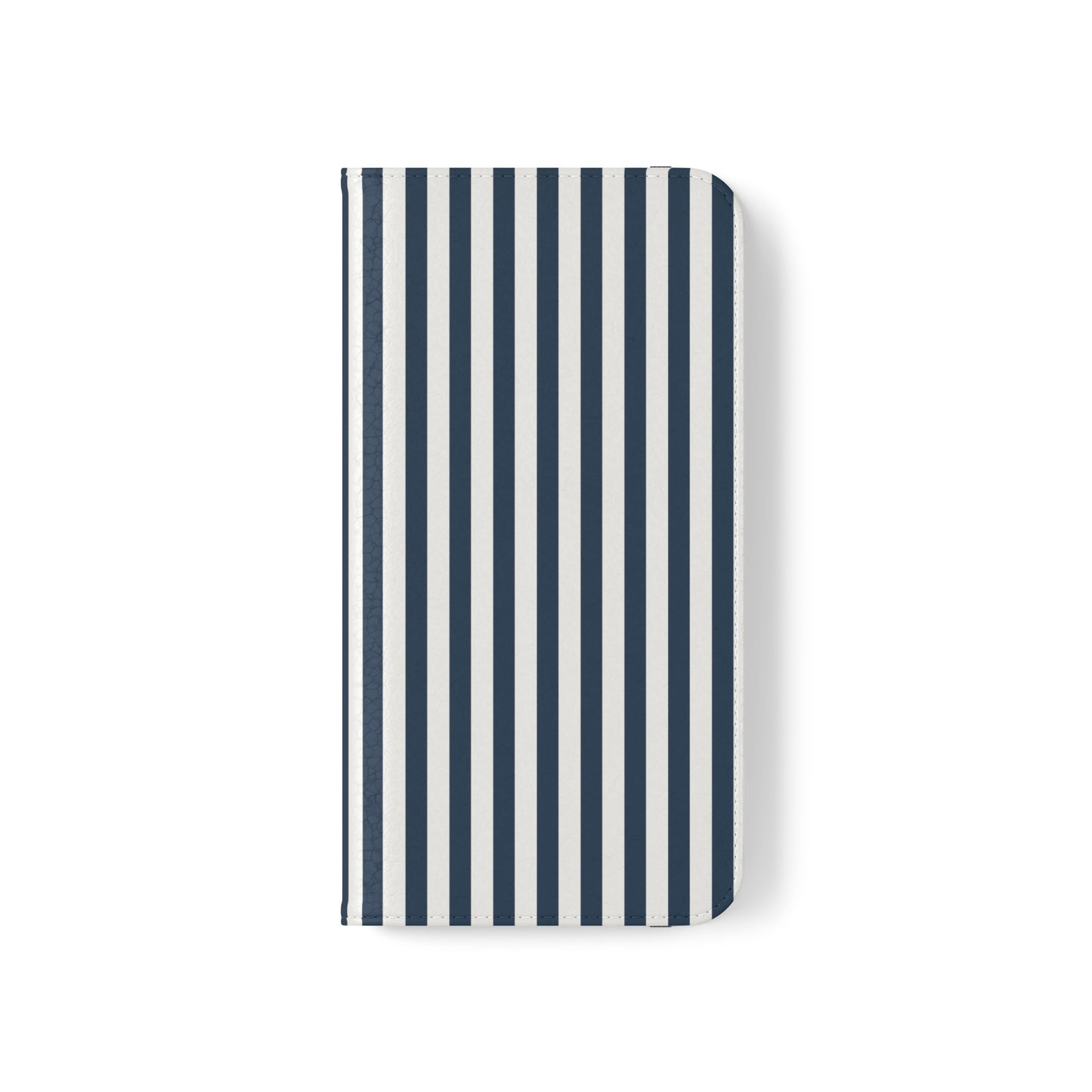 Navy Blue Stripes Flip Phone Case Cover with Pockets