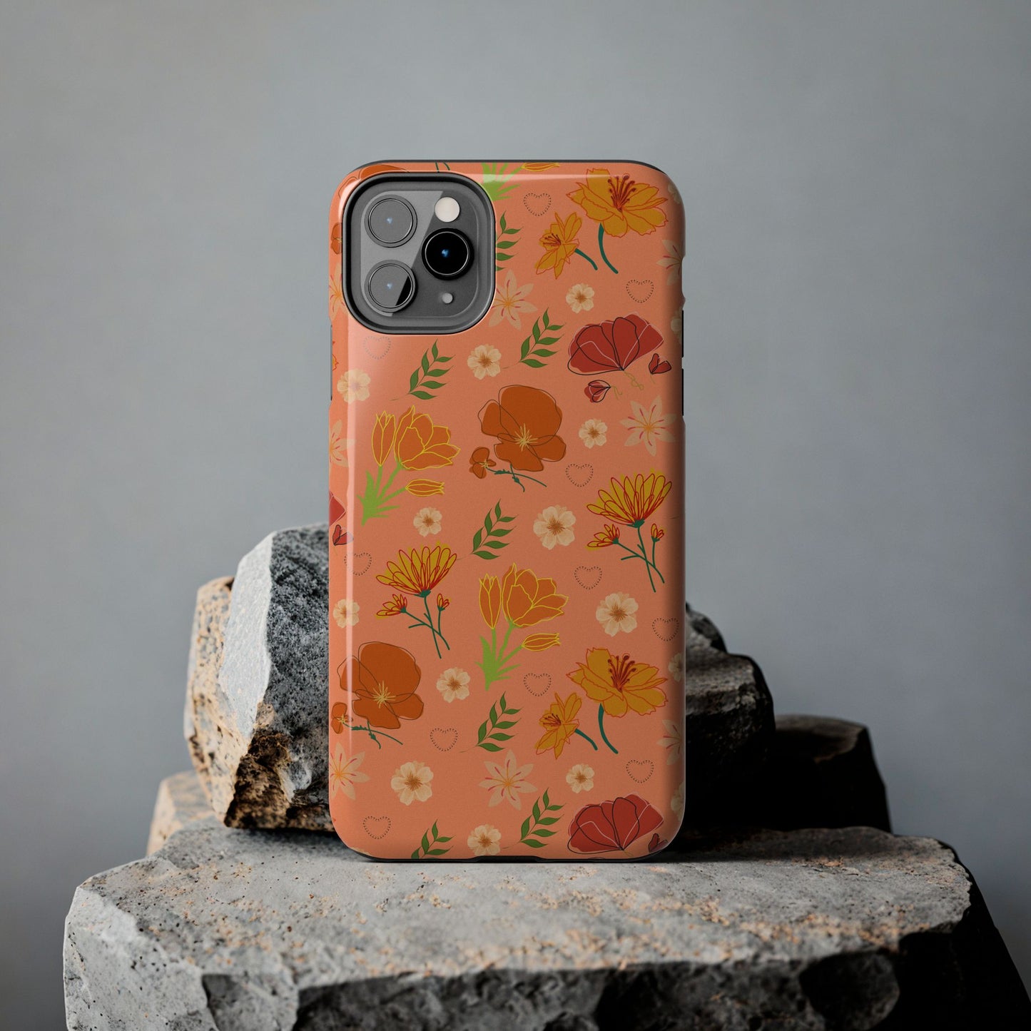 Coque de téléphone résistante Coral Peach Meadow pour iPhone et Samsung Galaxy