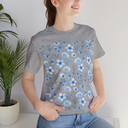 Snowy Blue Flowers T - Shirt - T - Shirt - Kristine Celestine