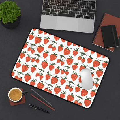 Tropical Strawberry Desk Mat Fruity Red Strawberries Computer Mat