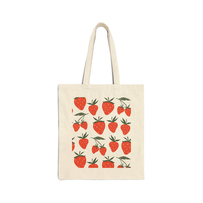 Tropical Strawberry Cotton Canvas Tote Bag - Bags - Kristine Celestine