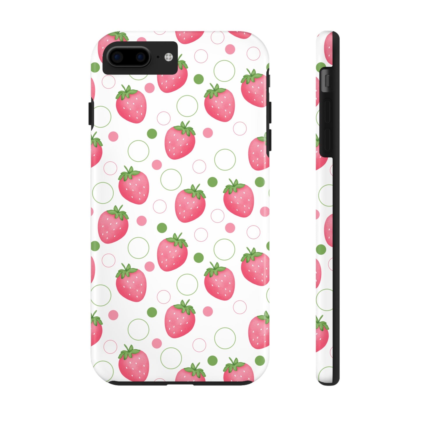 Pink Strawberry Bubbles Tough Phone Case for iPhone and Samsung Galaxy