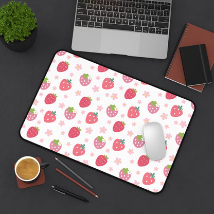 Strawberries and Daisies Desk Mat