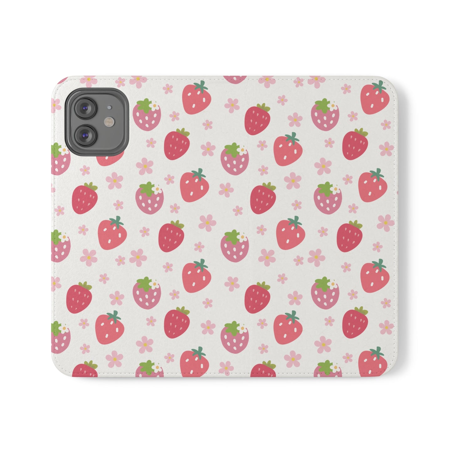 Strawberries and Daisies Flip Phone Case Cover with Pockets - Phone Case - Kristine Celestine