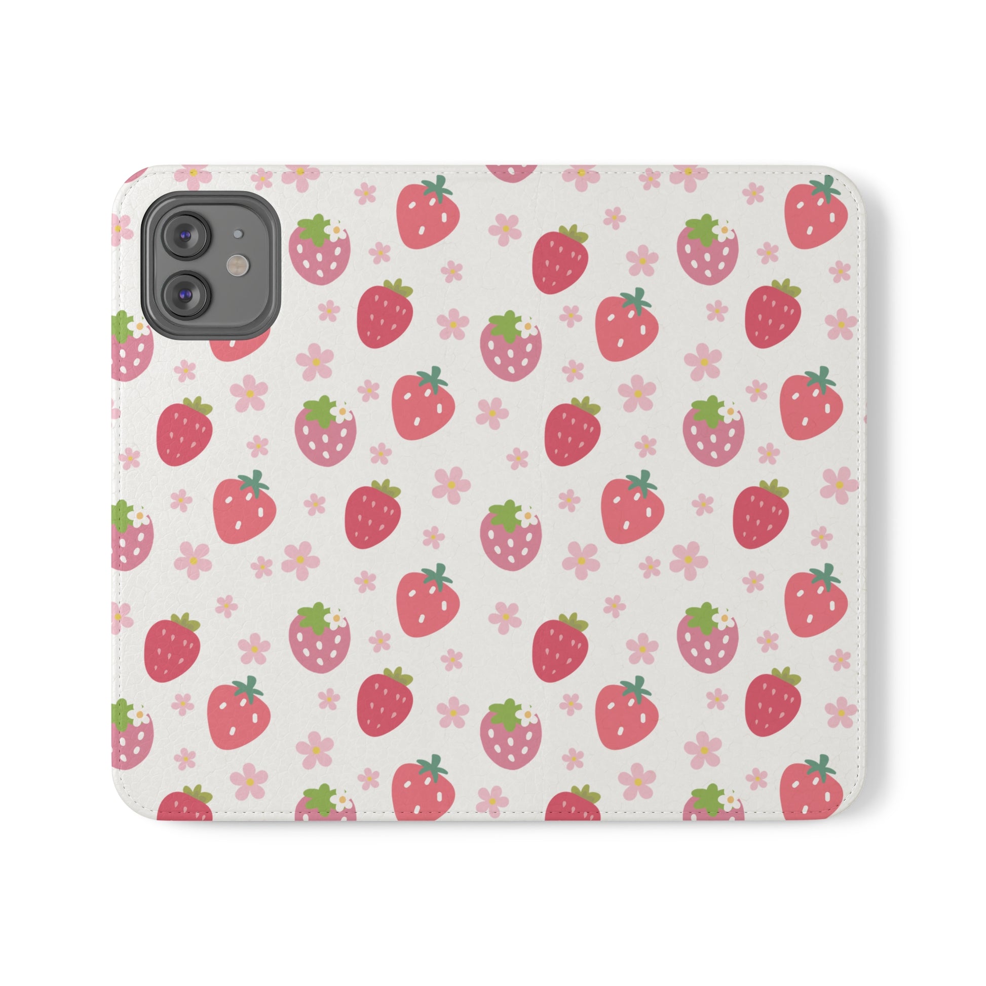 Strawberries and Daisies Flip Phone Case Cover with Pockets - Phone Case - Kristine Celestine