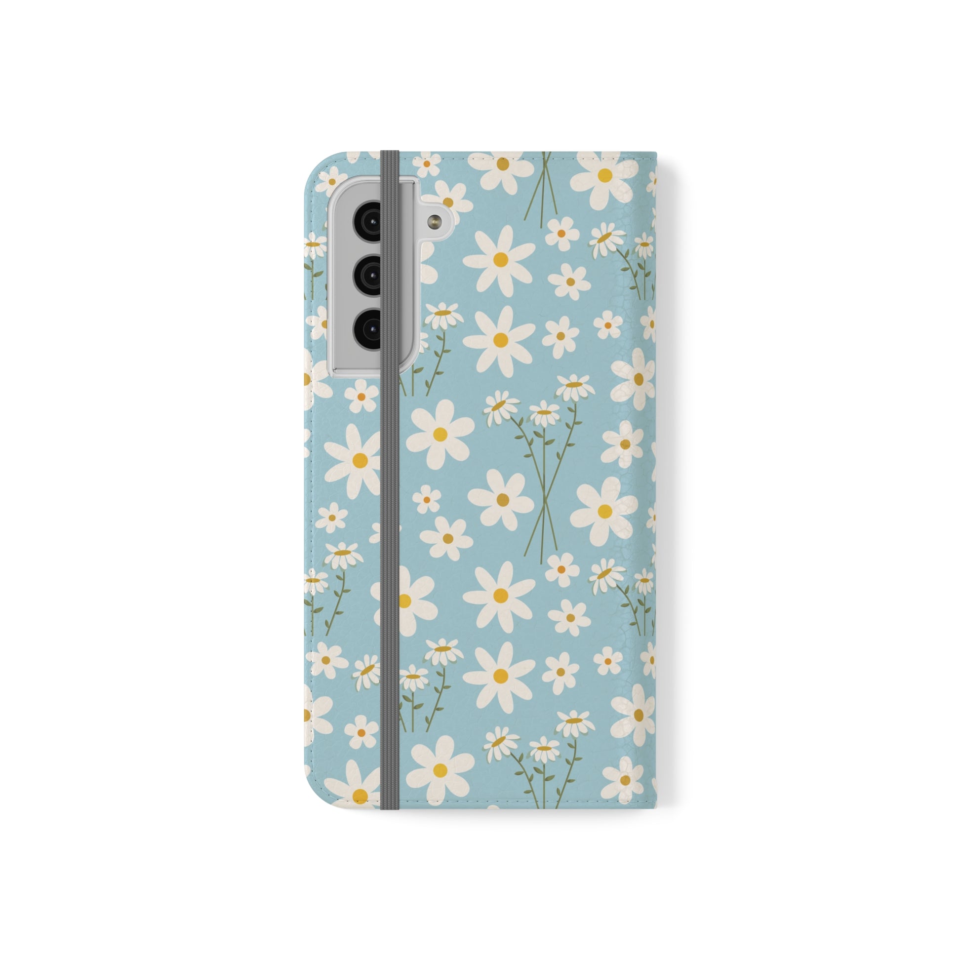 Sky Blue Daisy Flip Phone Case Cover with Pockets - Phone Case - Kristine Celestine