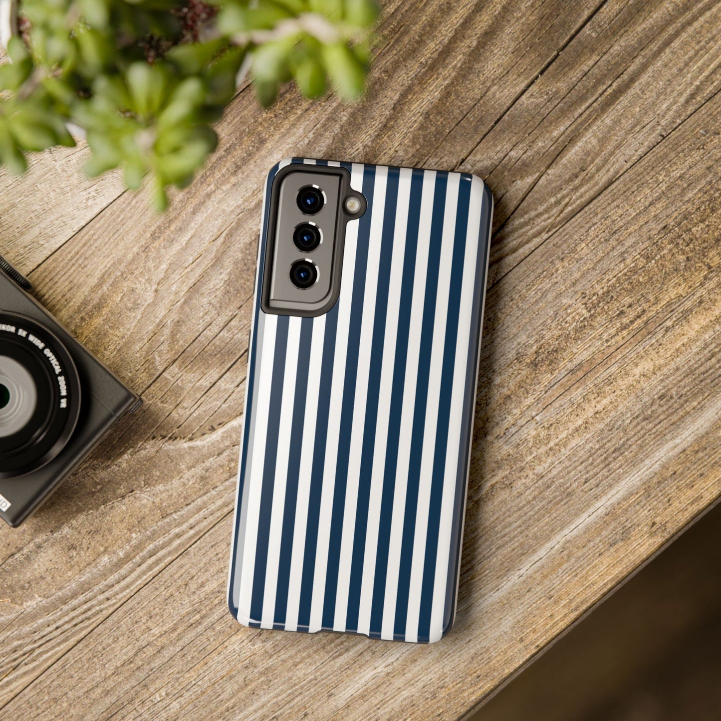 Navy Blue Stripes Tough Phone Case for iPhone and Samsung Galaxy