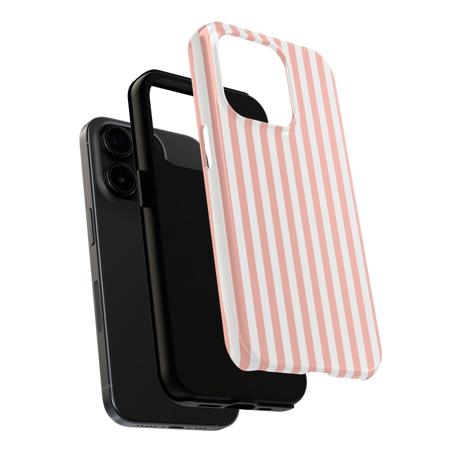 Coral Pink Stripes Tough Phone Case for iPhone and Samsung Galaxy