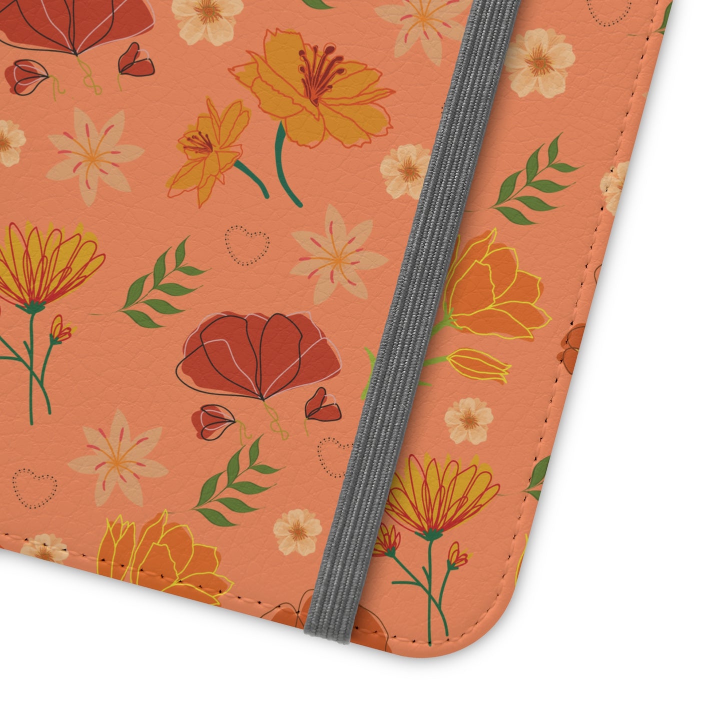 Coral Peach Meadow Flip Phone Case Cover with Pockets - Phone Case - Kristine Celestine