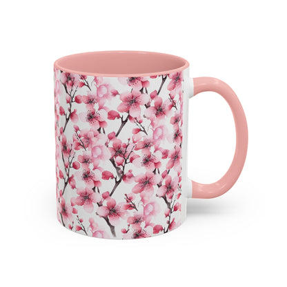 Pink Flower Lattice Accent Mug (vD) - Mug - Kristine Celestine