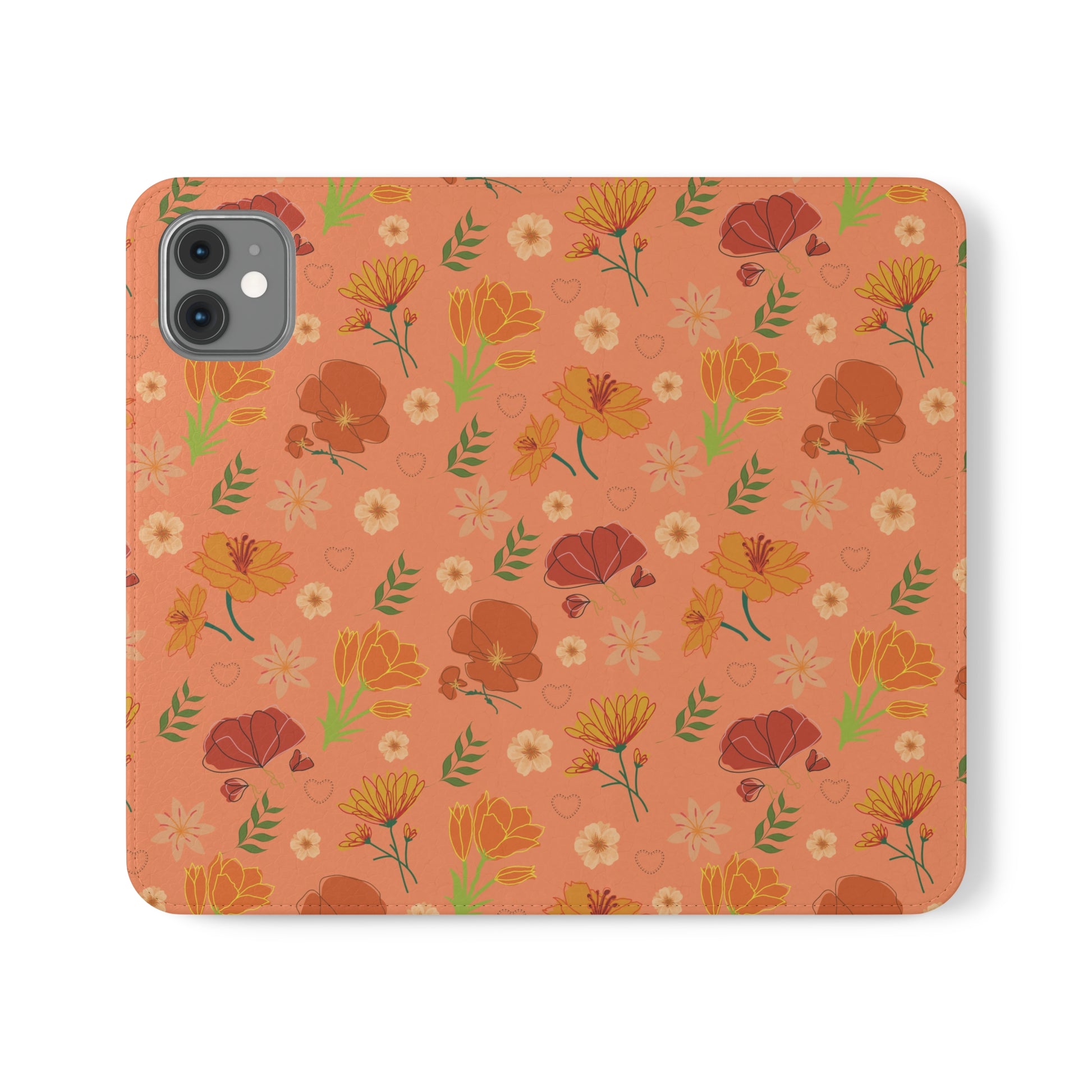 Coral Peach Meadow Flip Phone Case Cover with Pockets - Phone Case - Kristine Celestine