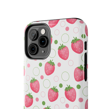 Pink Strawberry Bubbles Tough Phone Case for iPhone and Samsung Galaxy