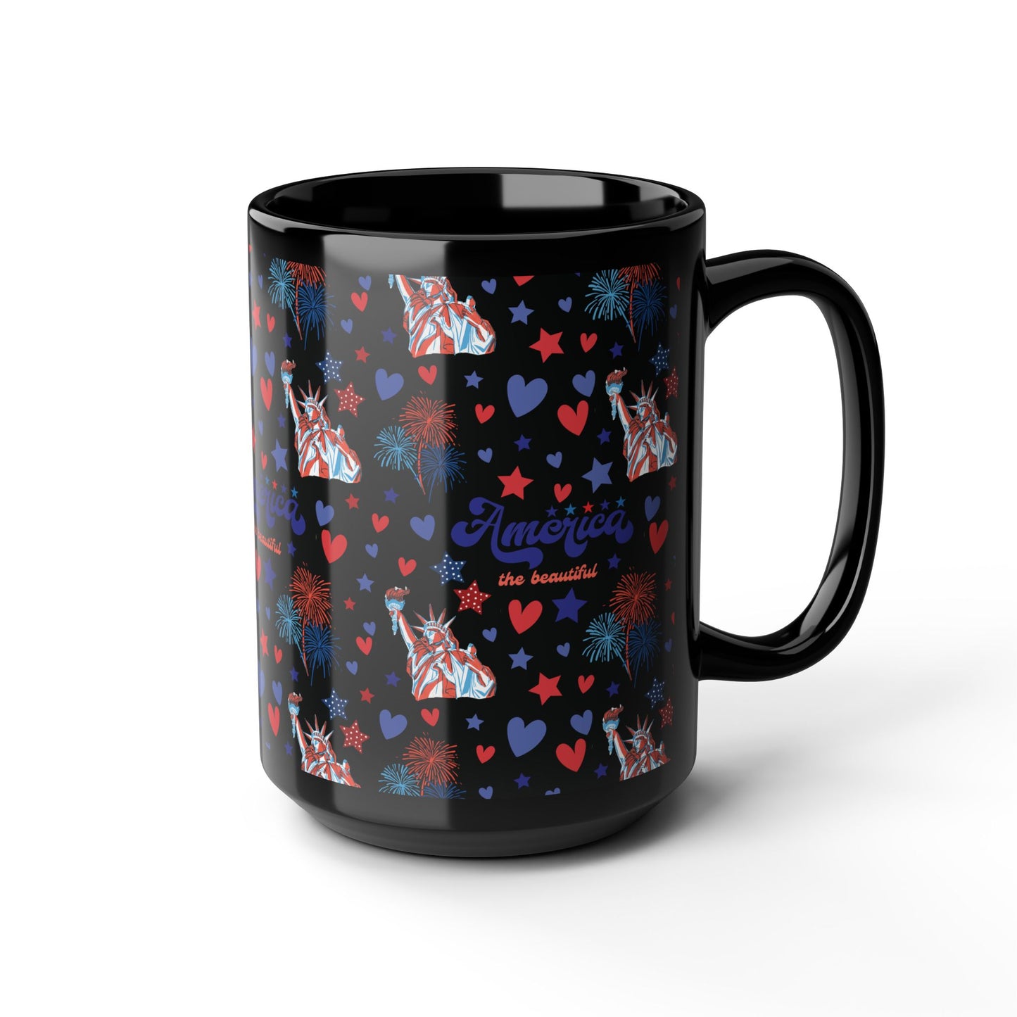 America the Beautiful Black Mug Cool Summer Coffee Mug Tea Cup Spring Ceramic Mug