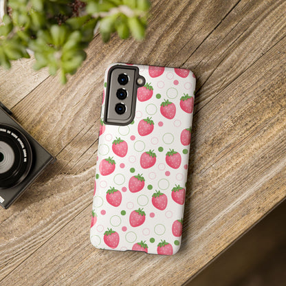 Pink Strawberry Bubbles Tough Phone Case for iPhone and Samsung Galaxy