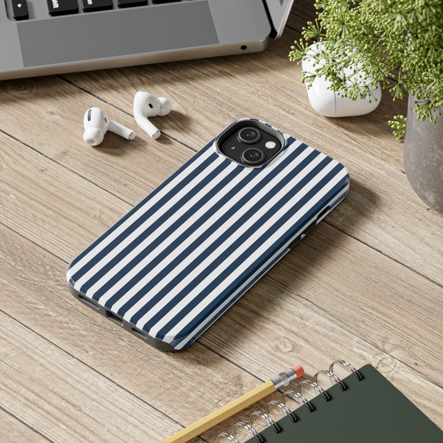 Navy Blue Stripes Tough Phone Case for iPhone and Samsung Galaxy