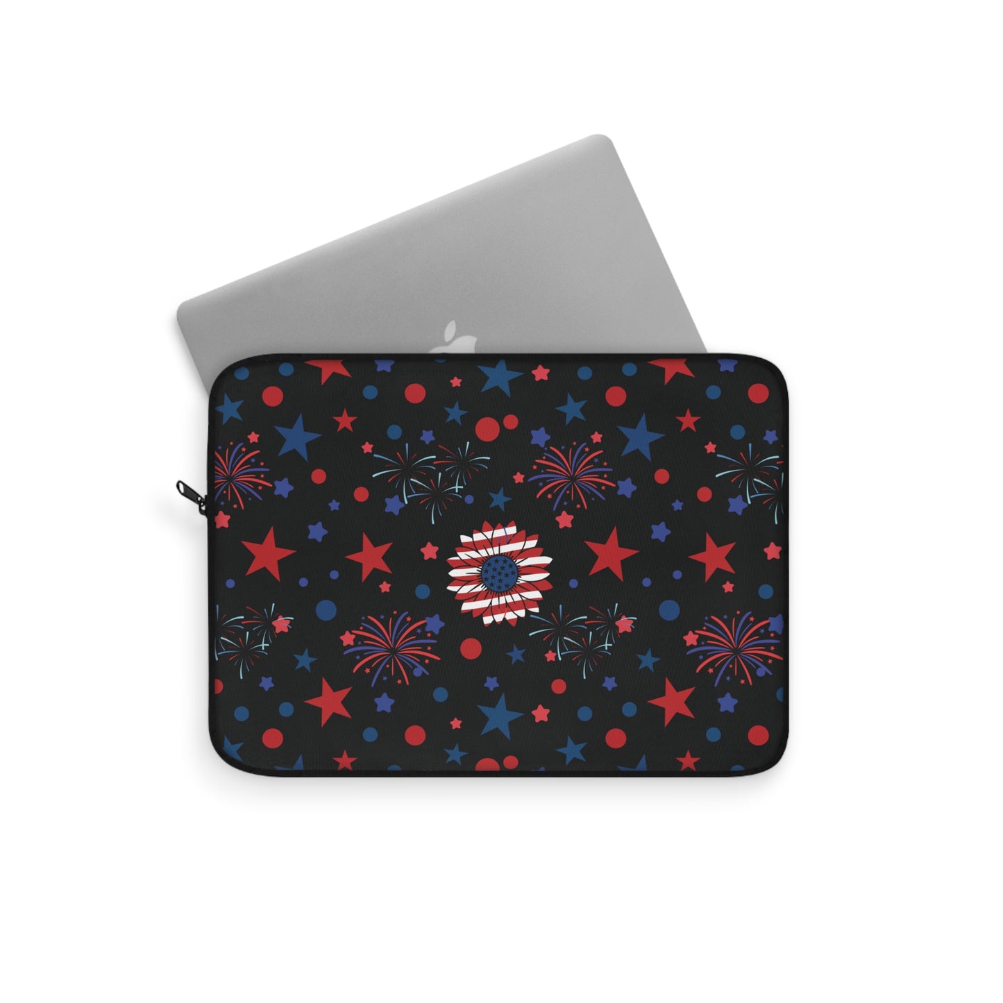 Starry Night America Laptop Sleeve USA Fireworks Laptop Pouch Red Whtie and Blue Summer Laptop Bag Laptop Case Spring Laptop Protector Cute Tablet Sleeve Pretty Tablet Case Adorable Tablet Pouch