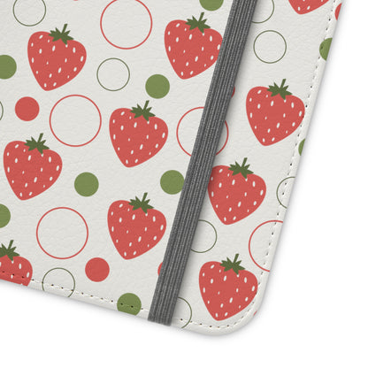 Red Strawberry Bubbles Flip Phone Case Cover with Pockets - Phone Case - Kristine Celestine