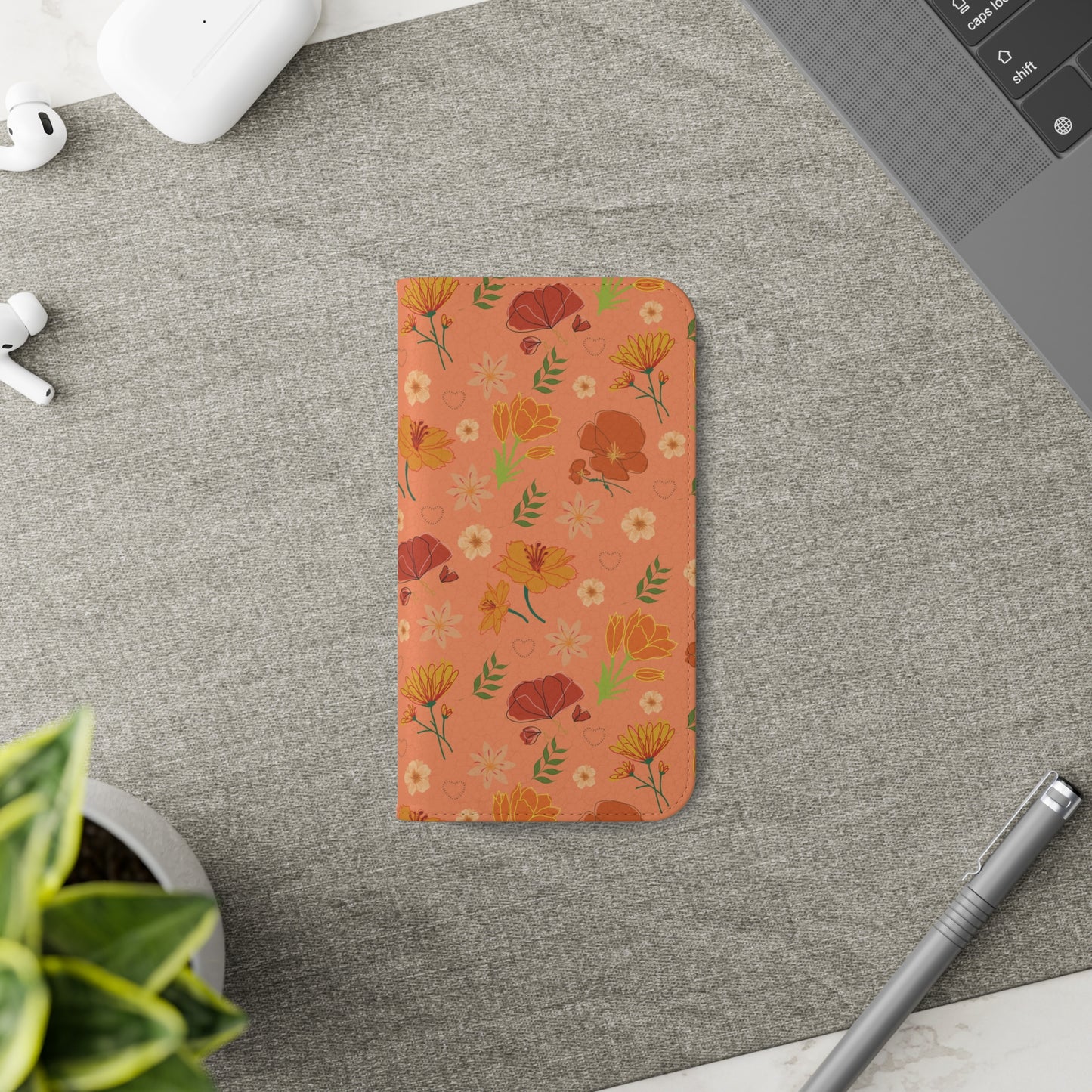 Coral Peach Meadow Flip Phone Case Cover with Pockets - Phone Case - Kristine Celestine