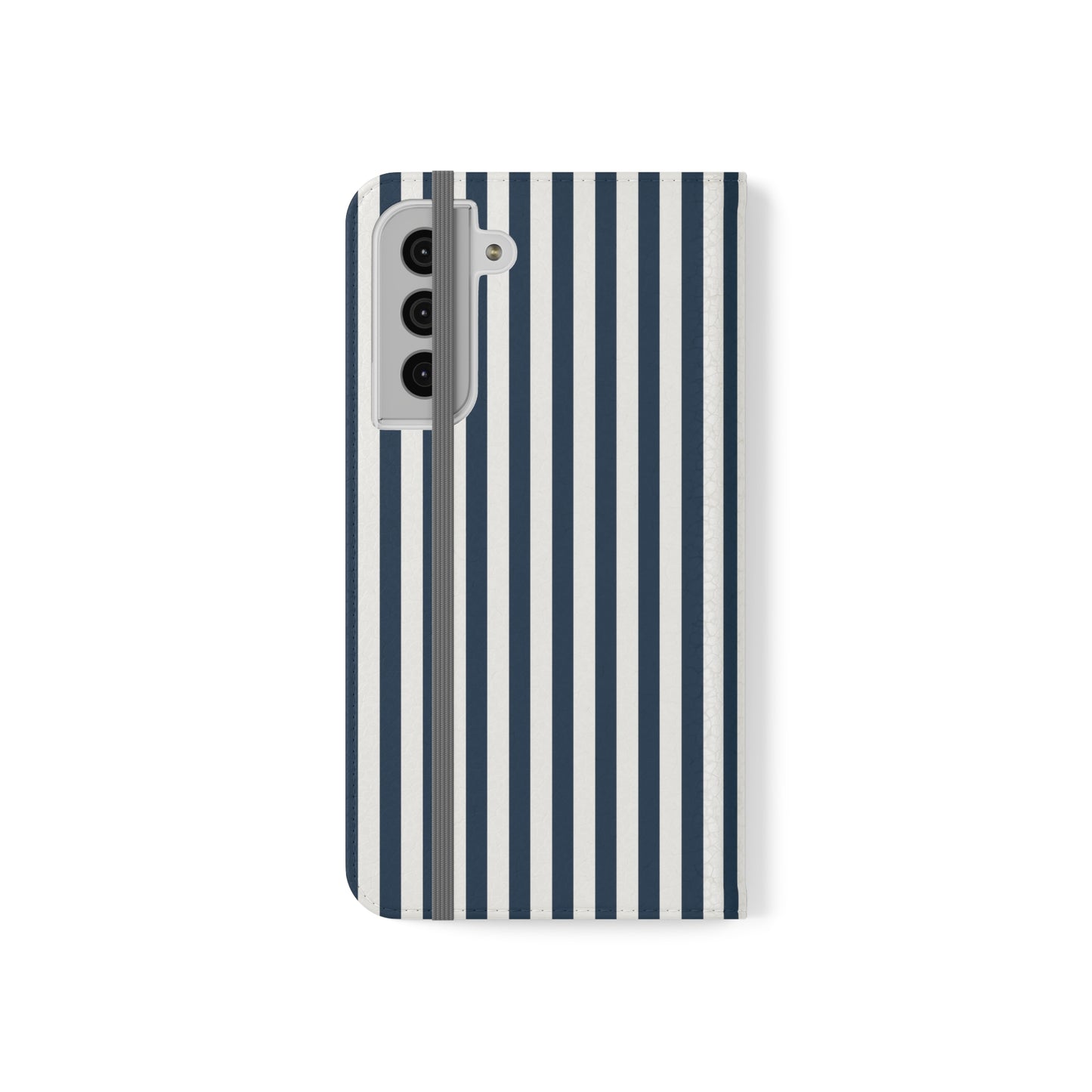 Navy Blue Stripes Flip Phone Case Cover with Pockets - Phone Case - Kristine Celestine