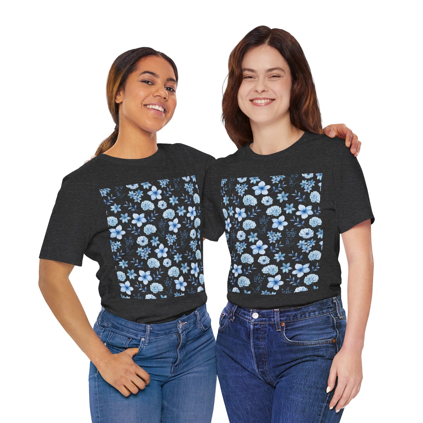 Snowy Blue Flowers T - Shirt - T - Shirt - Kristine Celestine