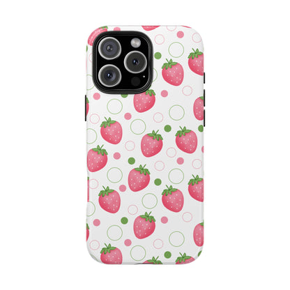 Pink Strawberry Bubbles Tough Phone Case for iPhone and Samsung Galaxy