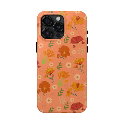 Coque de téléphone résistante Coral Peach Meadow pour iPhone et Samsung Galaxy