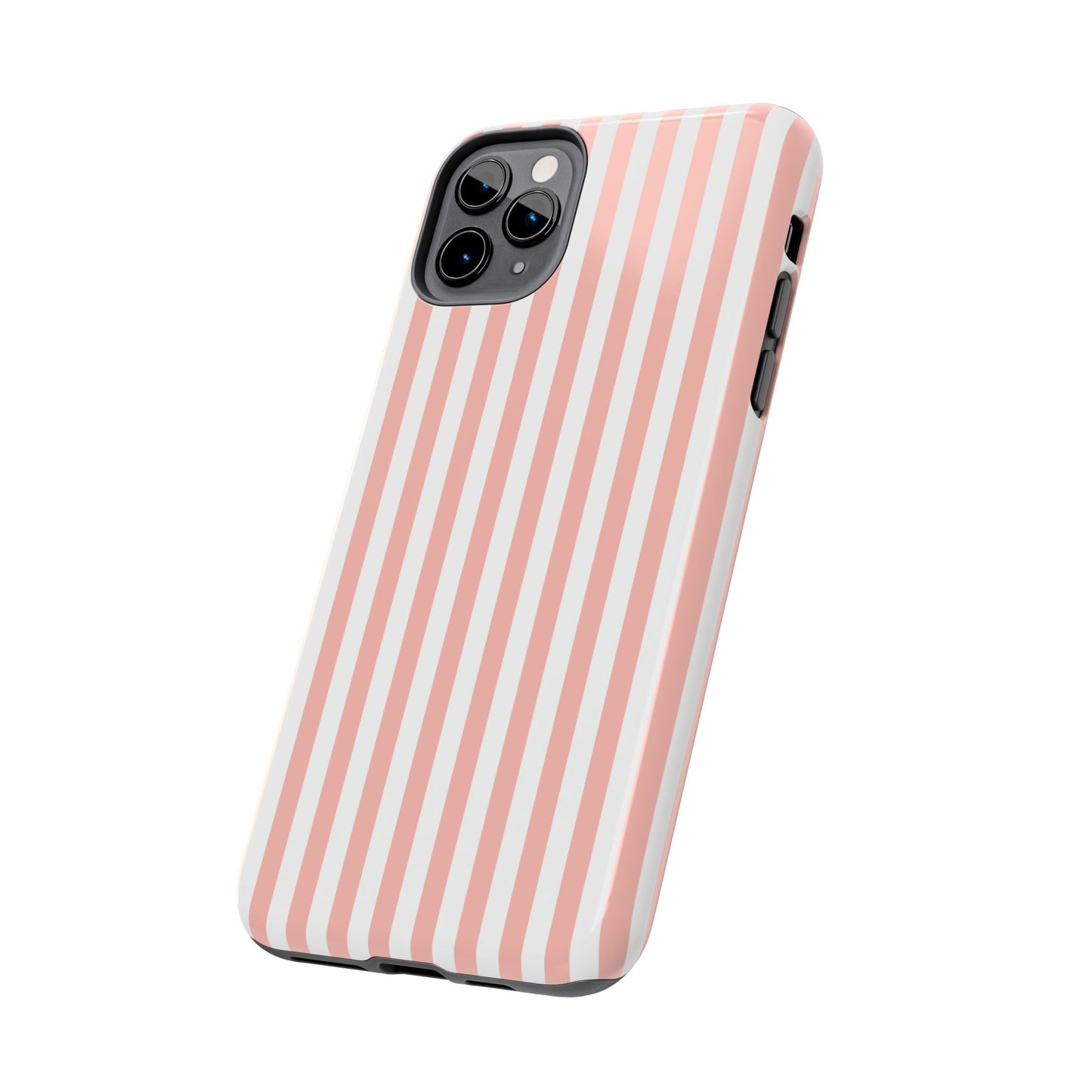 Coral Pink Stripes Tough Phone Case for iPhone and Samsung Galaxy