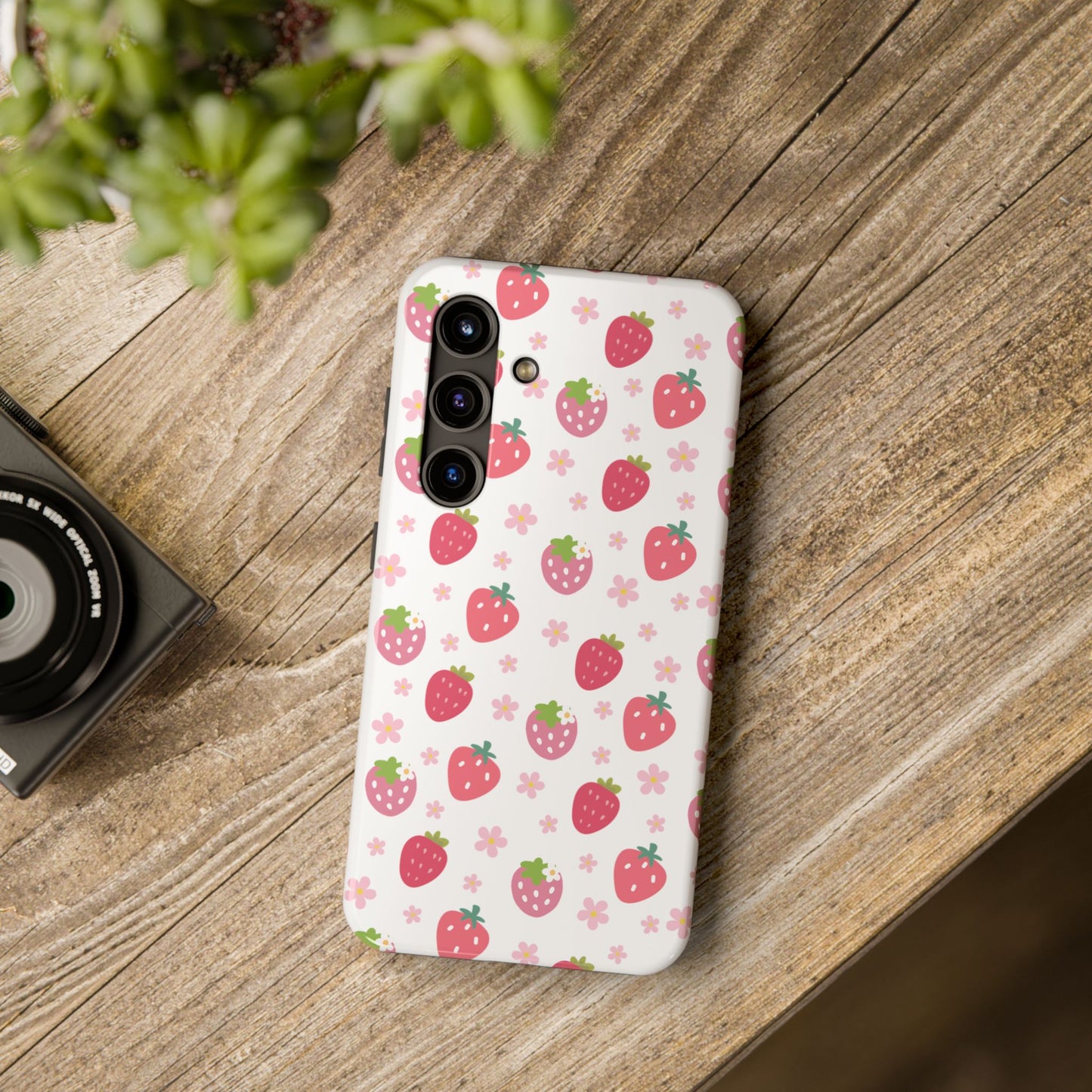 Strawberries and Daisies Tough Phone Case for iPhone and Samsung Galaxy