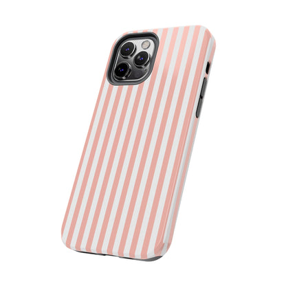 Coral Pink Stripes Tough Phone Case for iPhone and Samsung Galaxy