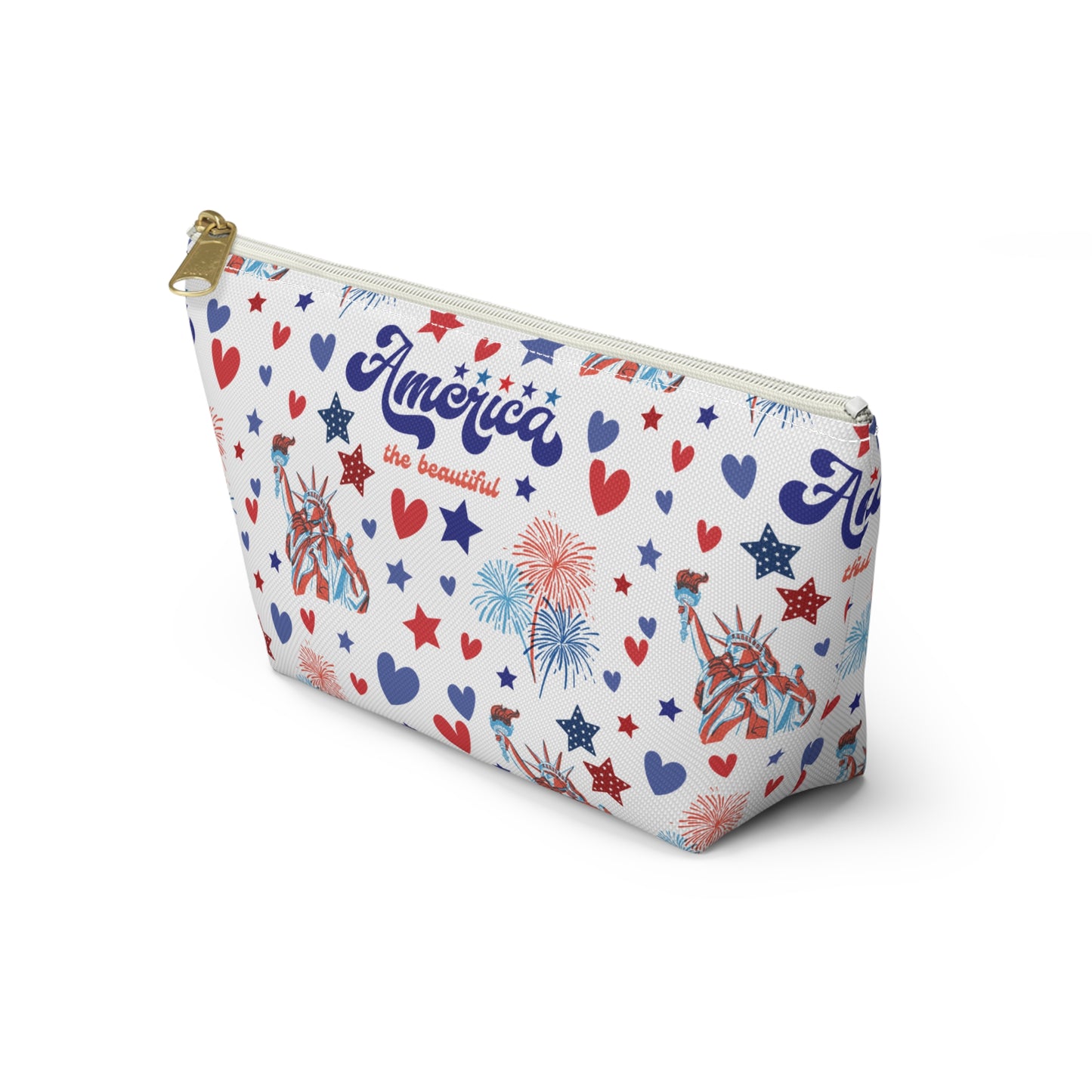 America the Beautiful Accessory Pouch with T-bottom Pouch for Makeup Small Bag for School Supplies Cute Summer Zipper Pouch