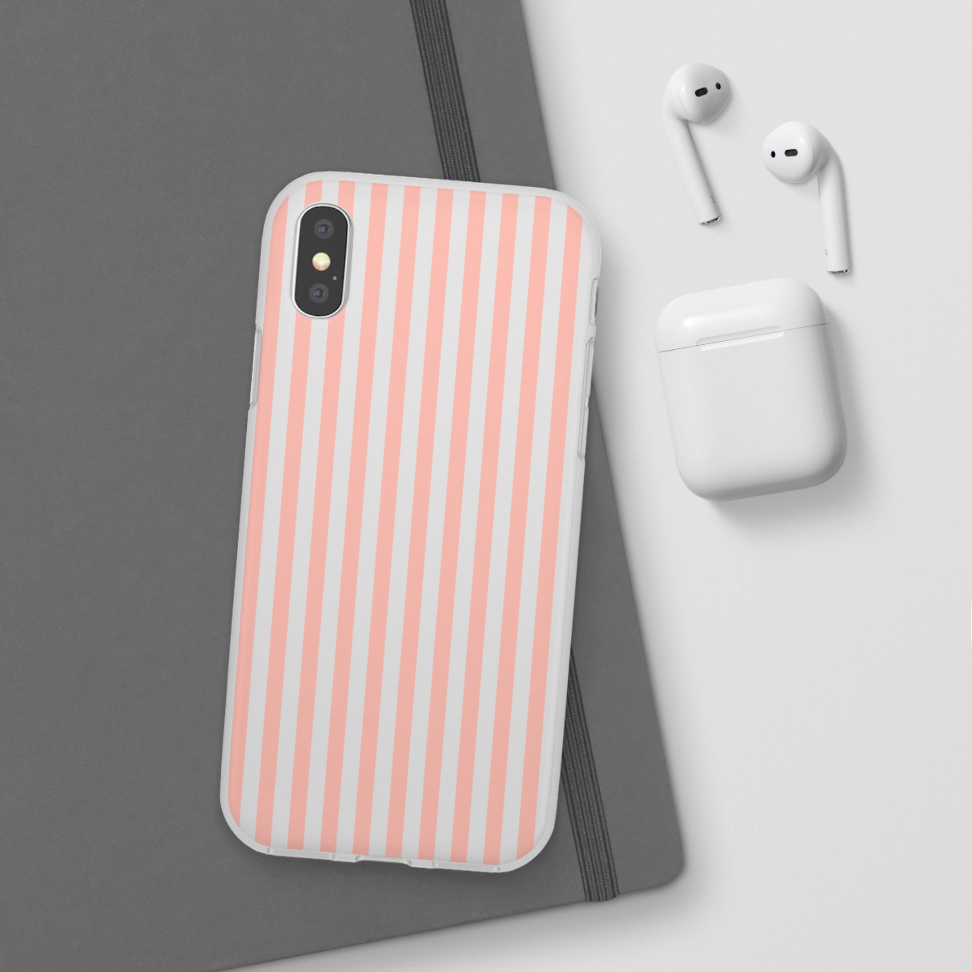 Coral Pink Stripes Flexible Phone Case iPhone Case Samsung Galaxy - Phone Case - Kristine Celestine