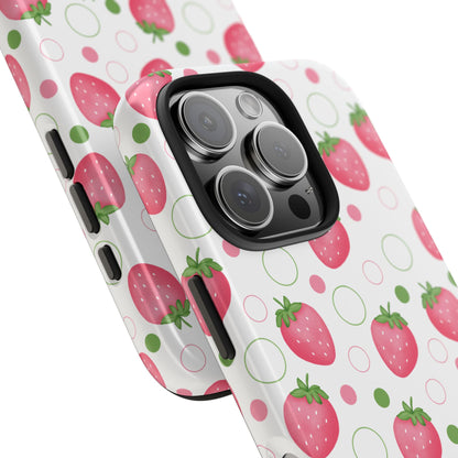 Pink Strawberry Bubbles Tough Phone Case for iPhone and Samsung Galaxy