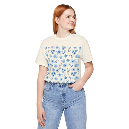 Snowy Blue Flowers Unisex Shirt - T - Shirt - Printify - Kristine Celestine