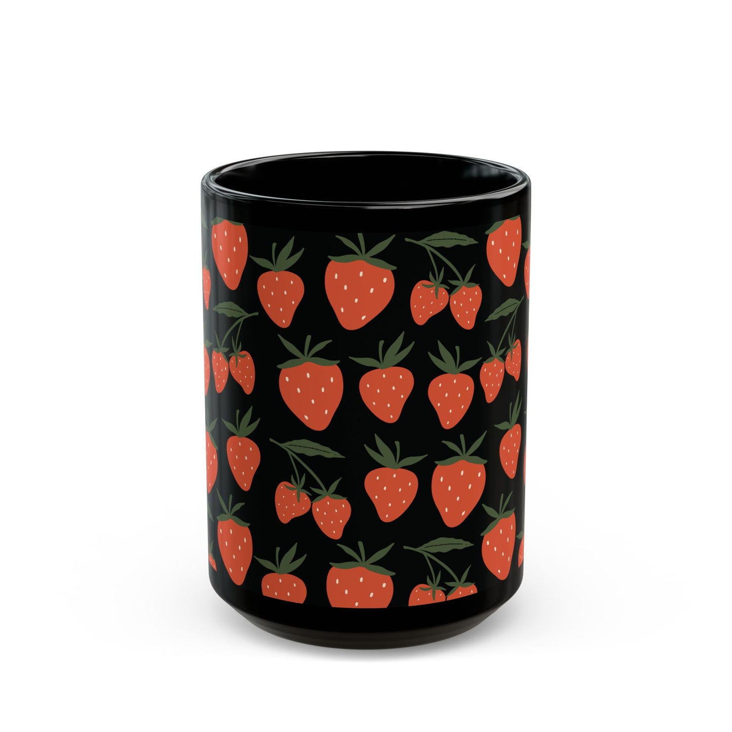 Tropical Strawberry Black Mug Cool Summer Coffee Mug Tea Cup Spring Ceramic Mug