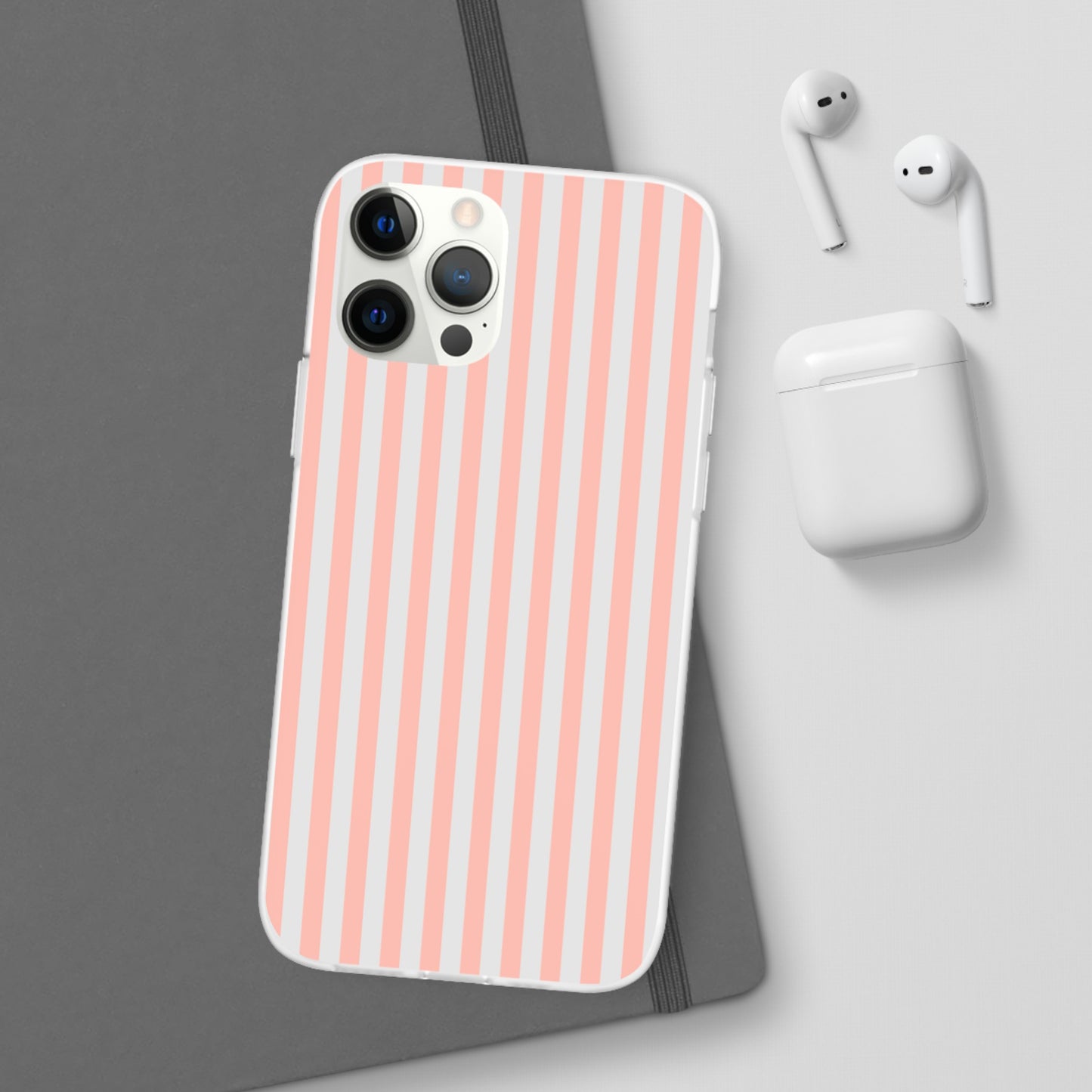 Coral Pink Stripes Flexible Phone Case iPhone Case Samsung Galaxy - Phone Case - Kristine Celestine