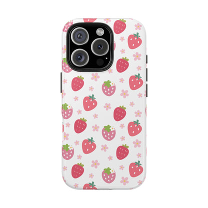 Strawberries and Daisies Tough Phone Case for iPhone and Samsung Galaxy