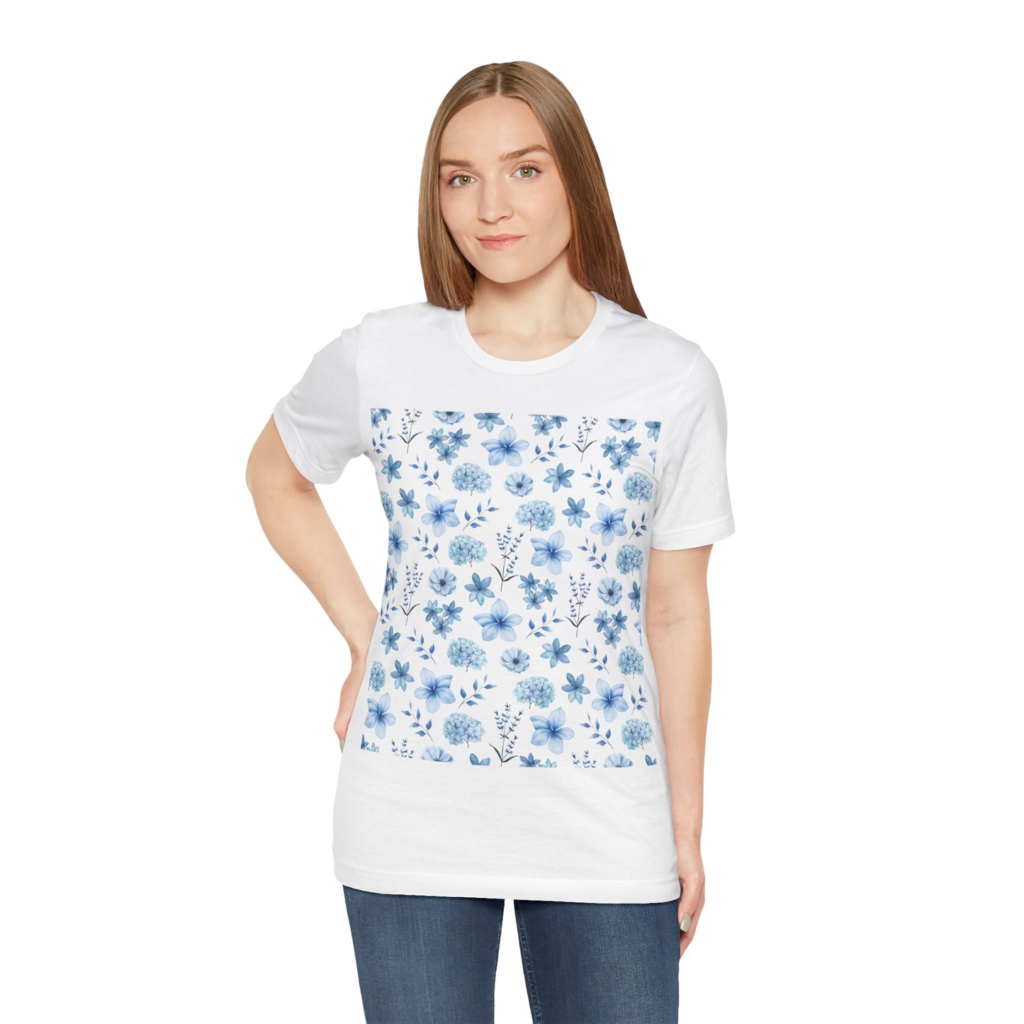 Snowy Blue Flowers T-Shirt