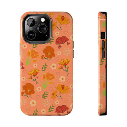 Coque de téléphone résistante Coral Peach Meadow pour iPhone et Samsung Galaxy