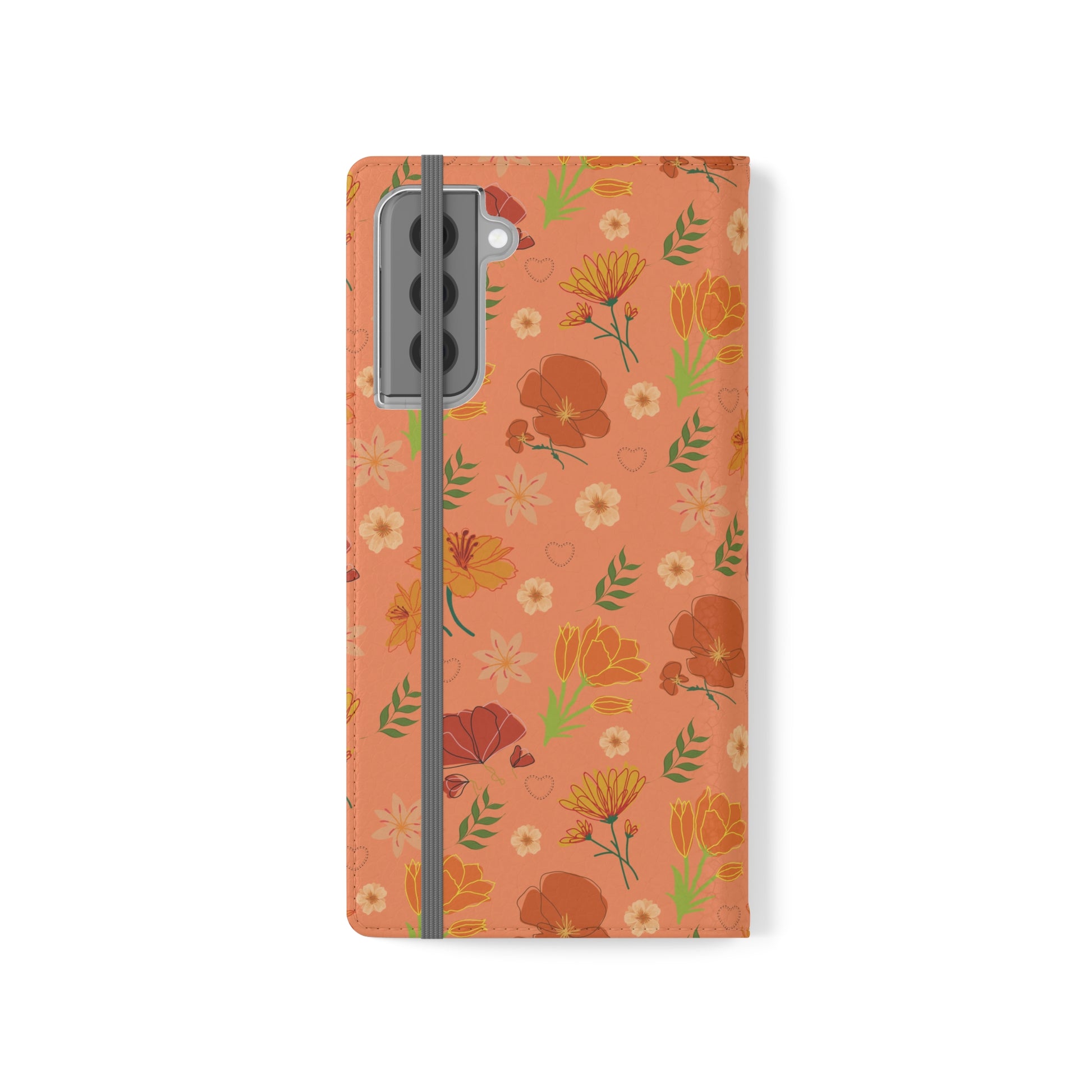 Coral Peach Meadow Flip Phone Case Cover with Pockets - Phone Case - Kristine Celestine