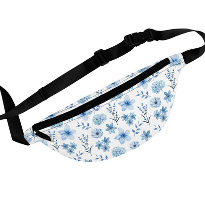 Snowy Blue Flowers Fanny Pack Belt Bag Fun Fanny Bag Waist Pack Bum Bag