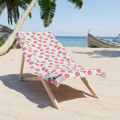 Pink Strawberry Bubbles Beach Towel