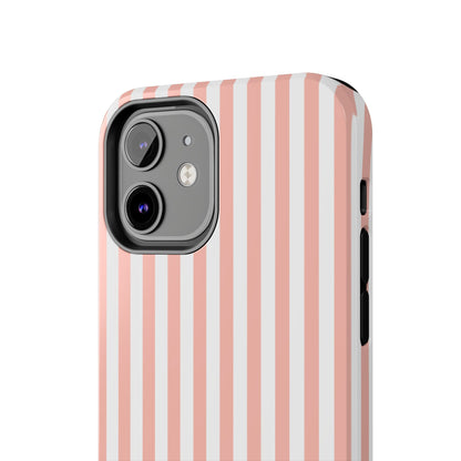 Coral Pink Stripes Tough Phone Case for iPhone and Samsung Galaxy