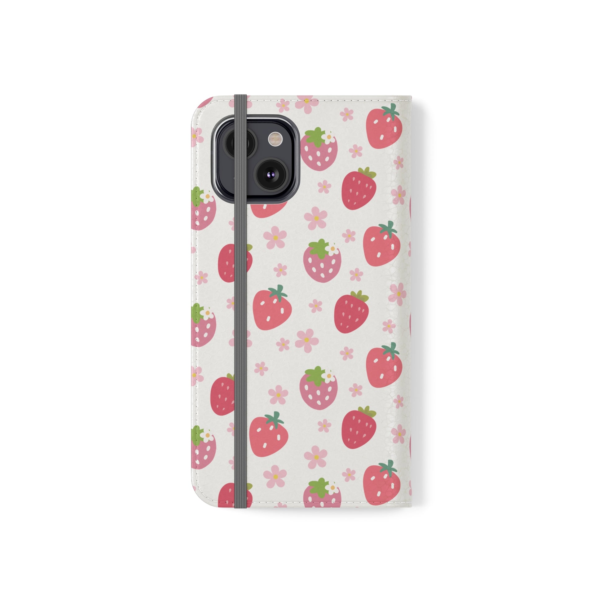 Strawberries and Daisies Flip Phone Case Cover with Pockets - Phone Case - Kristine Celestine