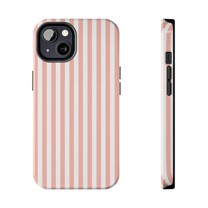 Coral Pink Stripes Tough Phone Case for iPhone and Samsung Galaxy